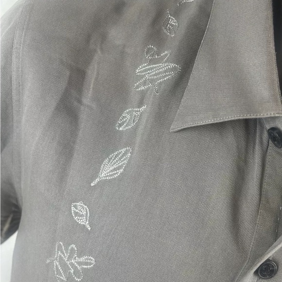 Nat Nast Luxury Originals Mens Shirt Large  Embroidered Panel Zinc Silk  Cotton - Picture 6 of 12